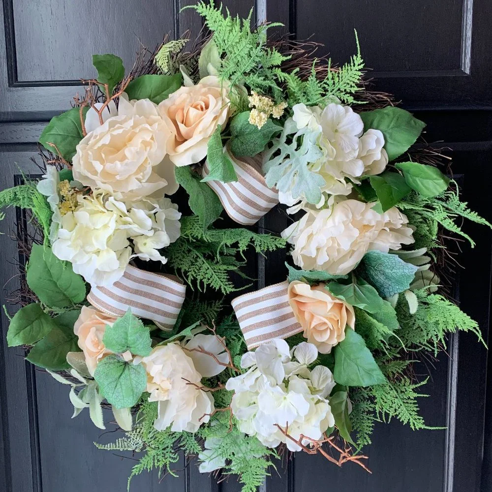 Rose, Hydrangeas, Fern Wreath
